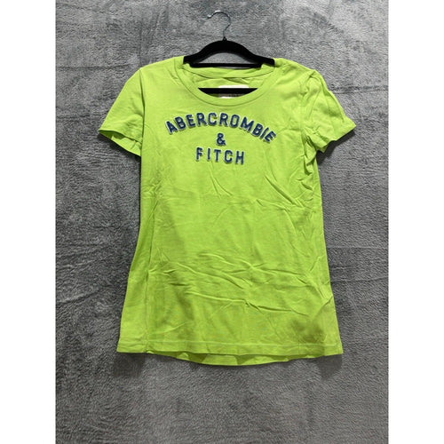 Abercrombie & Fitch M Green Womens Short Sleeve Logo Graphic Tee Preppy Casual