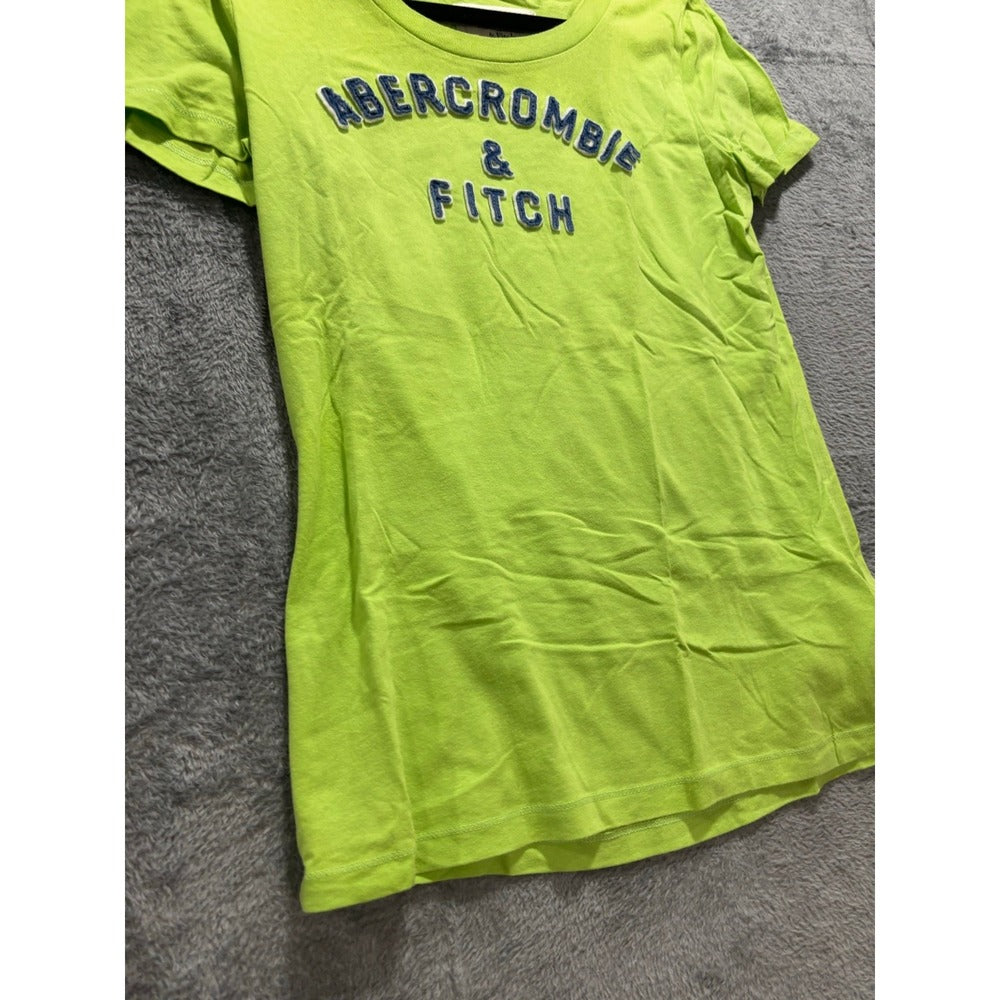 Abercrombie & Fitch M Green Womens Short Sleeve Logo Graphic Tee Preppy Casual