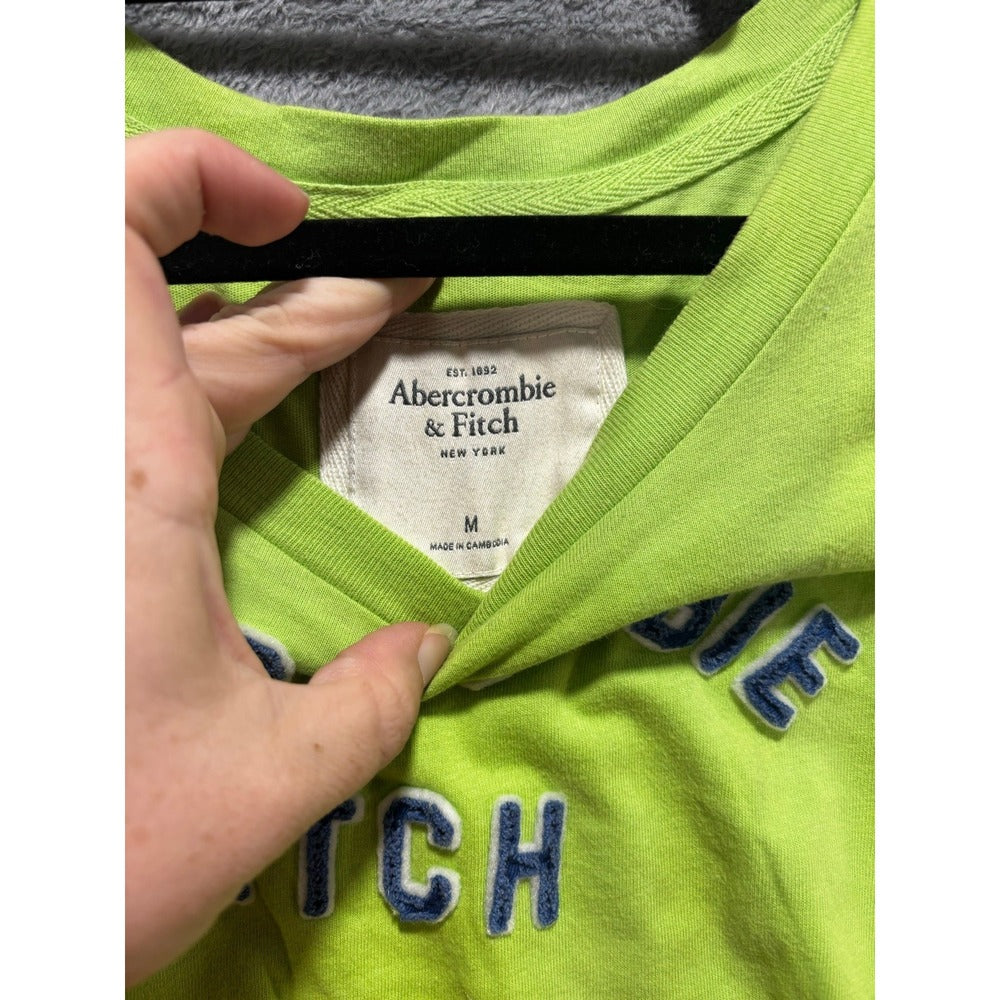 Abercrombie & Fitch M Green Womens Short Sleeve Logo Graphic Tee Preppy Casual