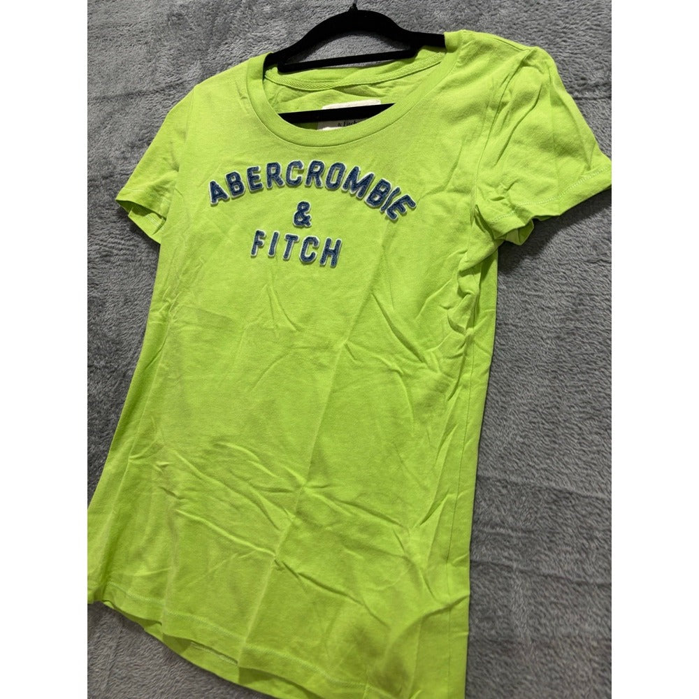 Abercrombie & Fitch M Green Womens Short Sleeve Logo Graphic Tee Preppy Casual