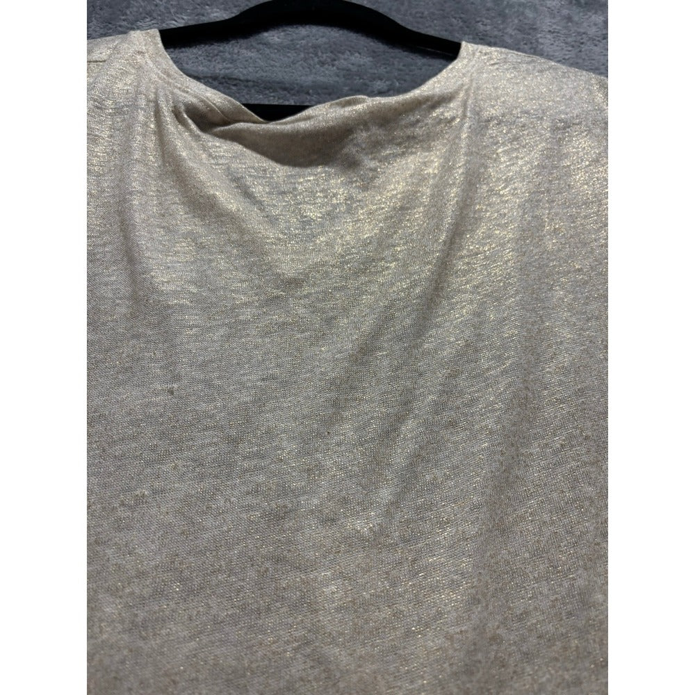 Tommy Hilfiger S/P Cream Gold Linen Sleeveless V-Neck Top Womens Coastal