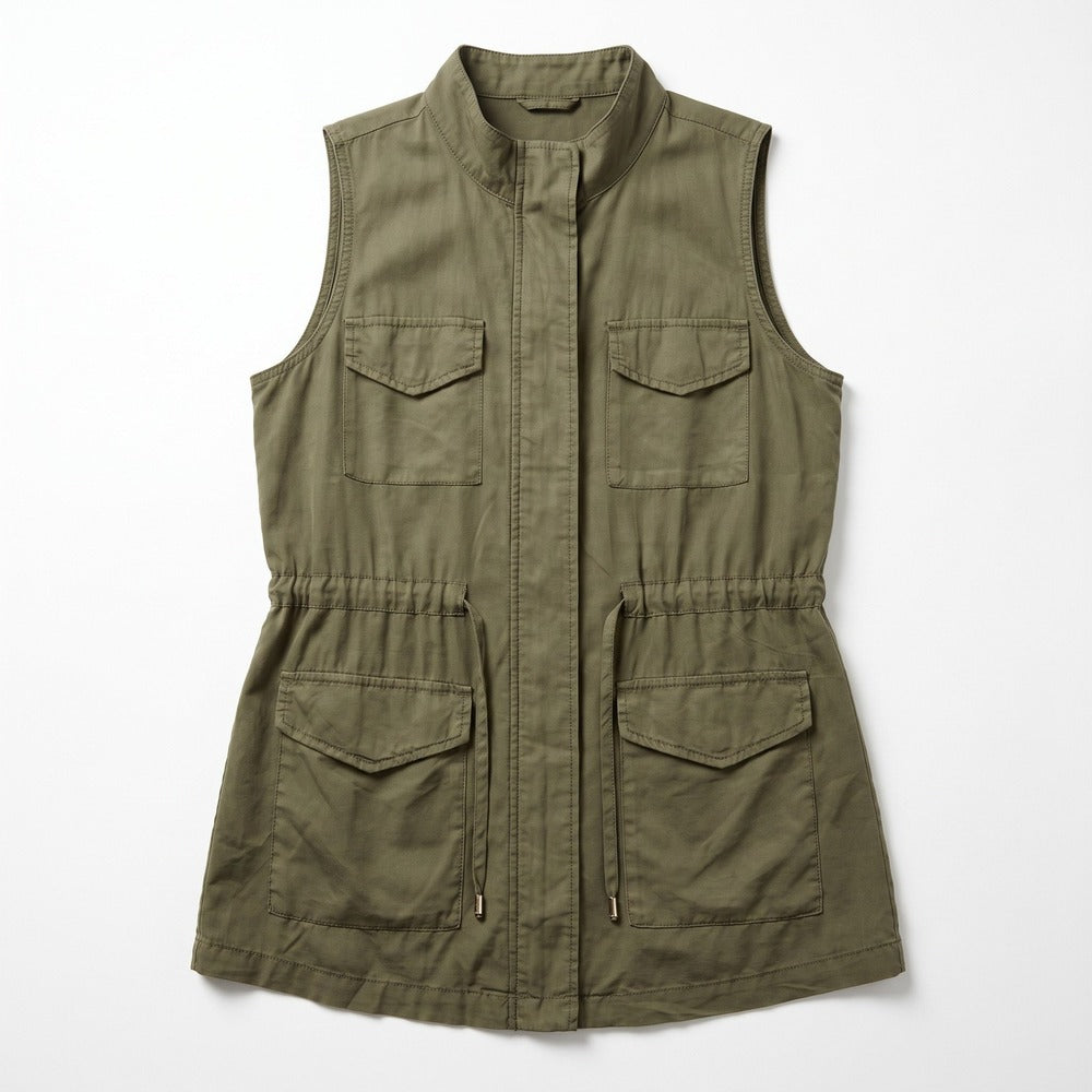 Mossimo M Olive Green Womens Utility Vest Casual Vintage
