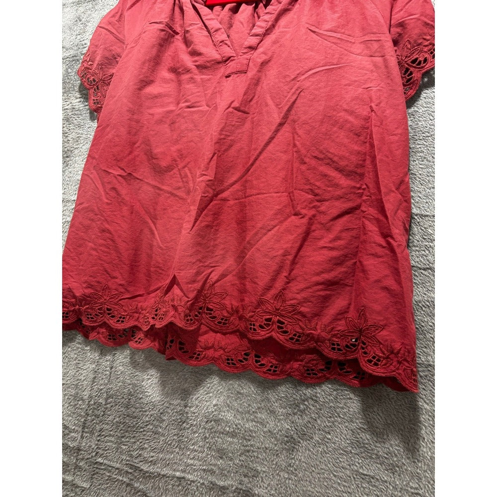 Old Navy M Womens Dusty Rose Eyelet Embroidered Short Sleeve Top