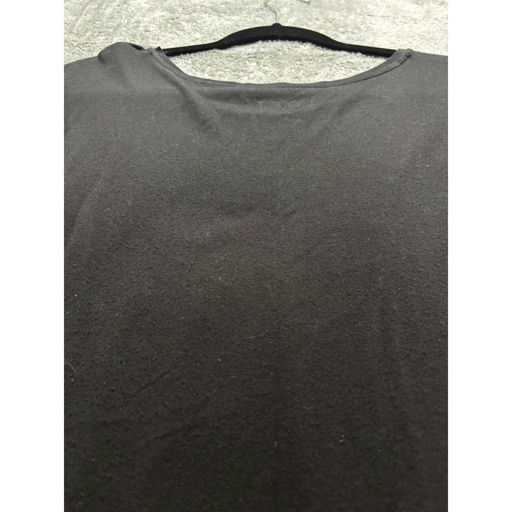 LOFT Womens S Black Ruched Sleeve T-Shirt Top Casual Minimalist