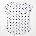 LOFT S White Navy Blue Ikat Short Sleeve Top Womens Boho Casual Blouse