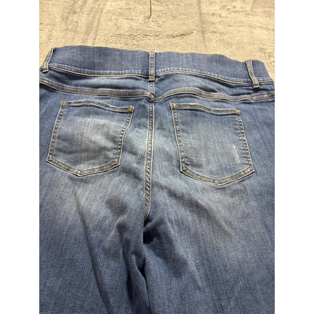 Spanx Womens 2XT Blue Straight Leg Pull On Denim Jeans Casual Classic Plus Size