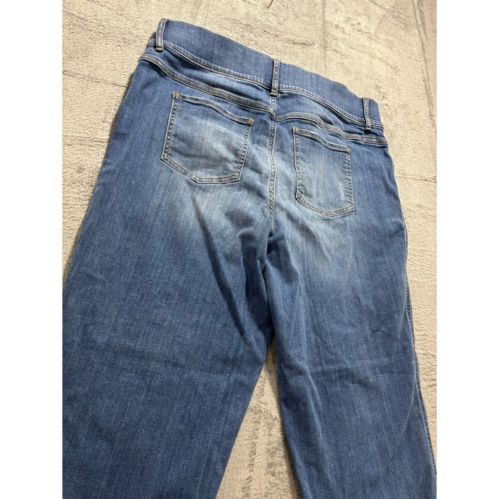 Spanx Womens 2XT Blue Straight Leg Pull On Denim Jeans Casual Classic Plus Size