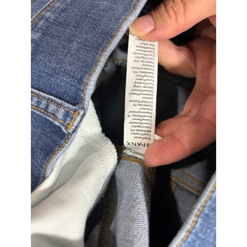 Spanx Womens 2XT Blue Straight Leg Pull On Denim Jeans Casual Classic Plus Size