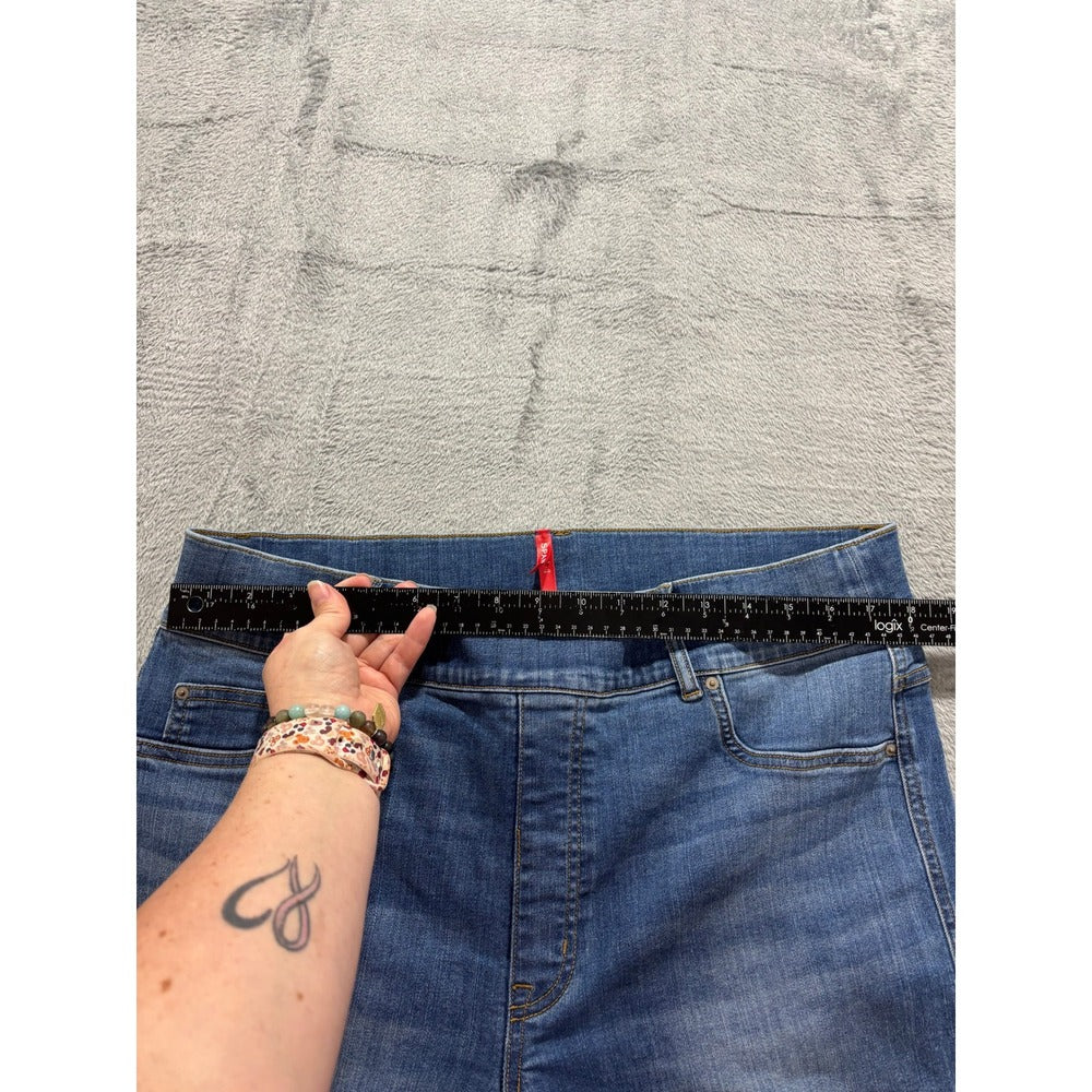 Spanx Womens 2XT Blue Straight Leg Pull On Denim Jeans Casual Classic Plus Size