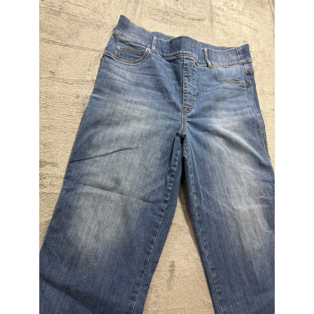 Spanx Womens 2XT Blue Straight Leg Pull On Denim Jeans Casual Classic Plus Size