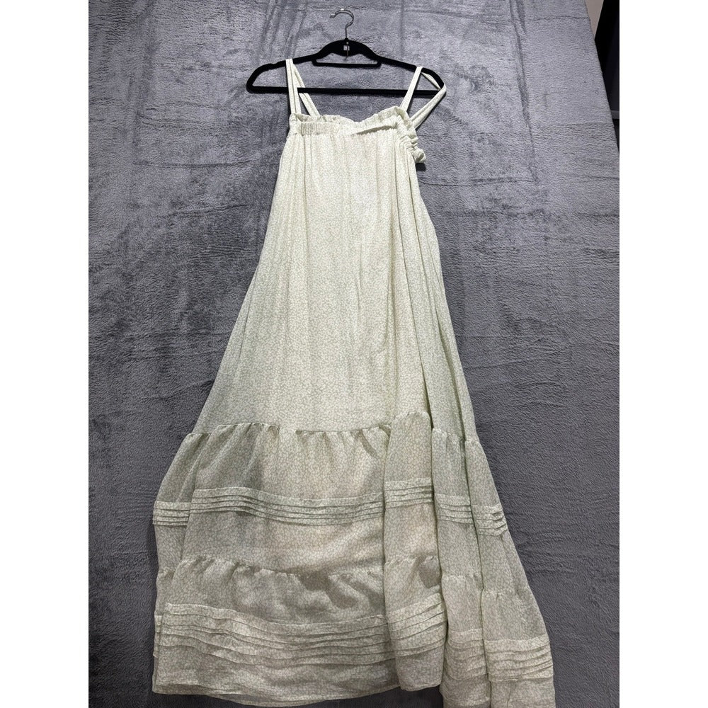 Blu Pepper L Womens Sage Green Tiered Maxi Dress Boho Cottagecore NWT