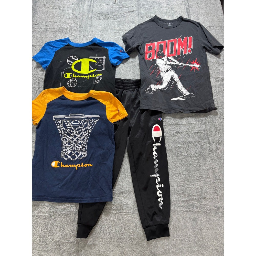 Champion The Childrens Place 7/8 Boys 4pc Lot Shirts Joggers Athleisure Casual