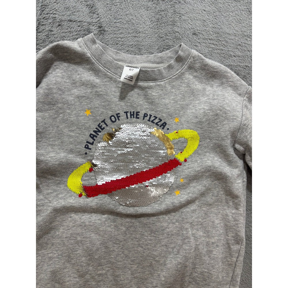 Cat & Jack 6/7 Gray Black Navy Red Shirt Sweatshirt Lot 3pc Casual Cozy Kids