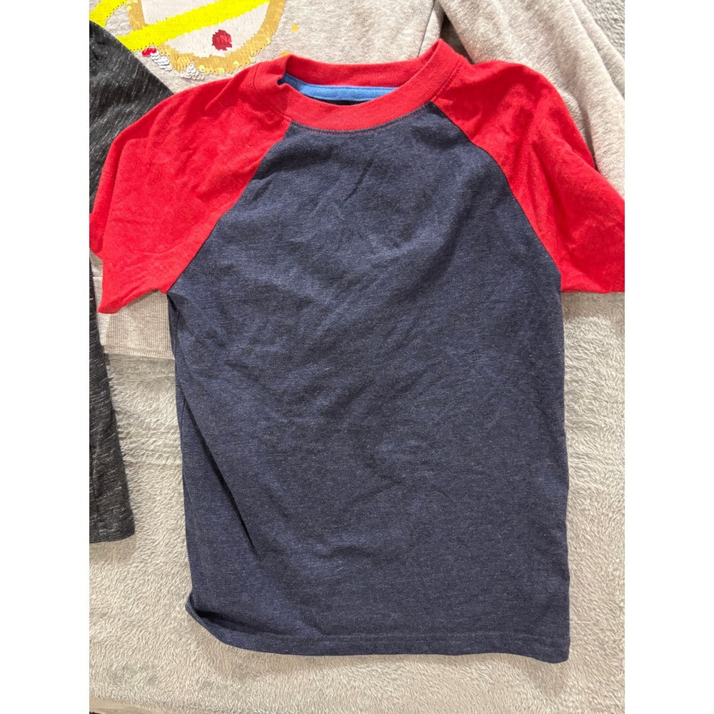 Cat & Jack 6/7 Gray Black Navy Red Shirt Sweatshirt Lot 3pc Casual Cozy Kids