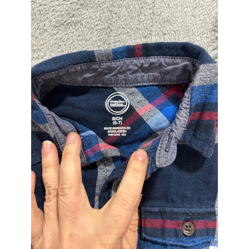 Cat & Jack Wonder Nation S 6/7 Boys Shirt Lot Plaid Flannel Thermal Casual Cozy