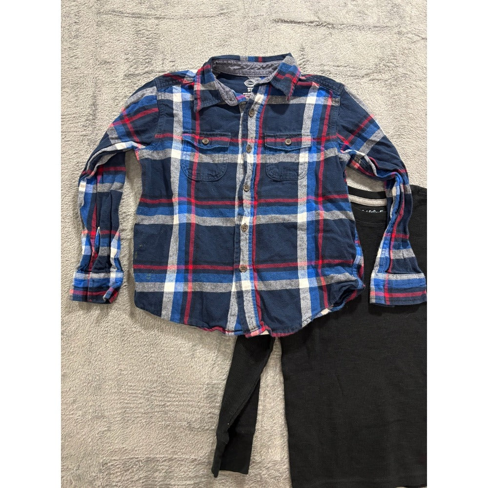 Cat & Jack Wonder Nation S 6/7 Boys Shirt Lot Plaid Flannel Thermal Casual Cozy