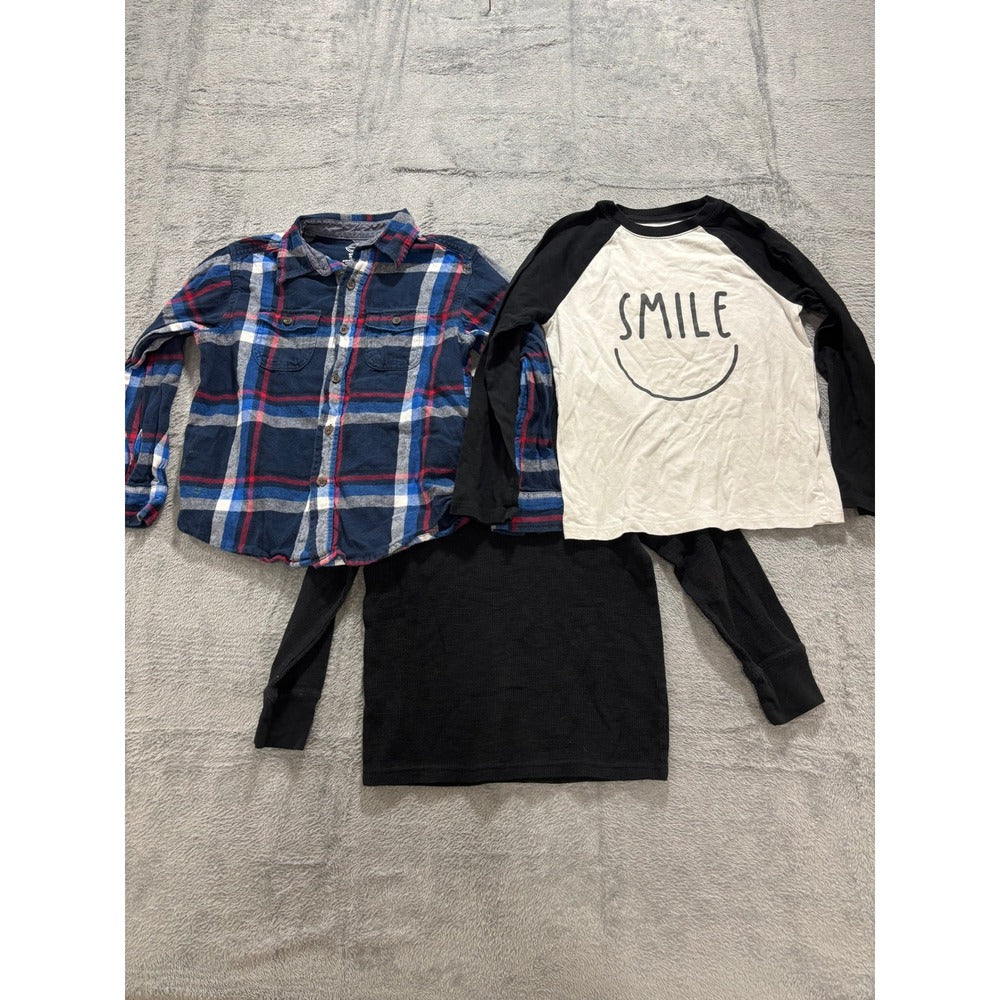 Cat & Jack Wonder Nation S 6/7 Boys Shirt Lot Plaid Flannel Thermal Casual Cozy