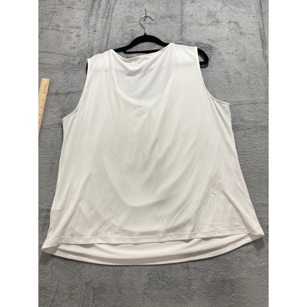 Jones Studio 1X White Womens Pleated Tank Top Shell Casual Minimalist