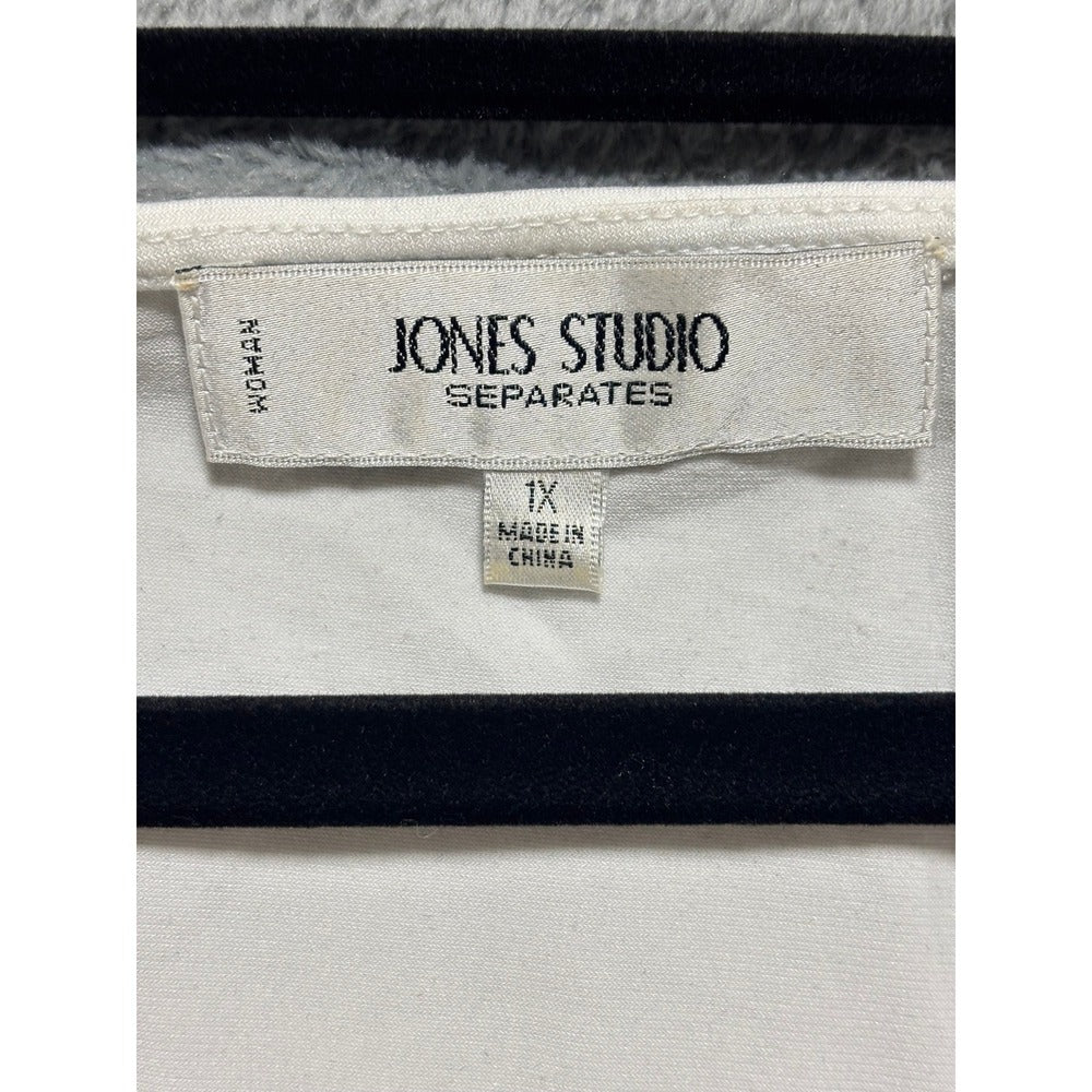 Jones Studio 1X White Womens Pleated Tank Top Shell Casual Minimalist
