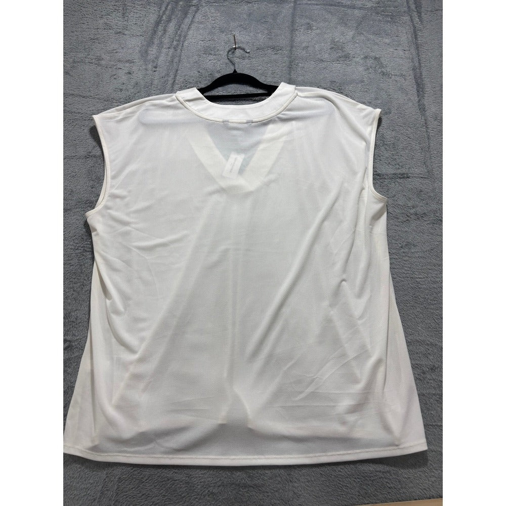 Banana Republic XL White V-Neck Sleeveless Top Womens Casual Minimalist NWT