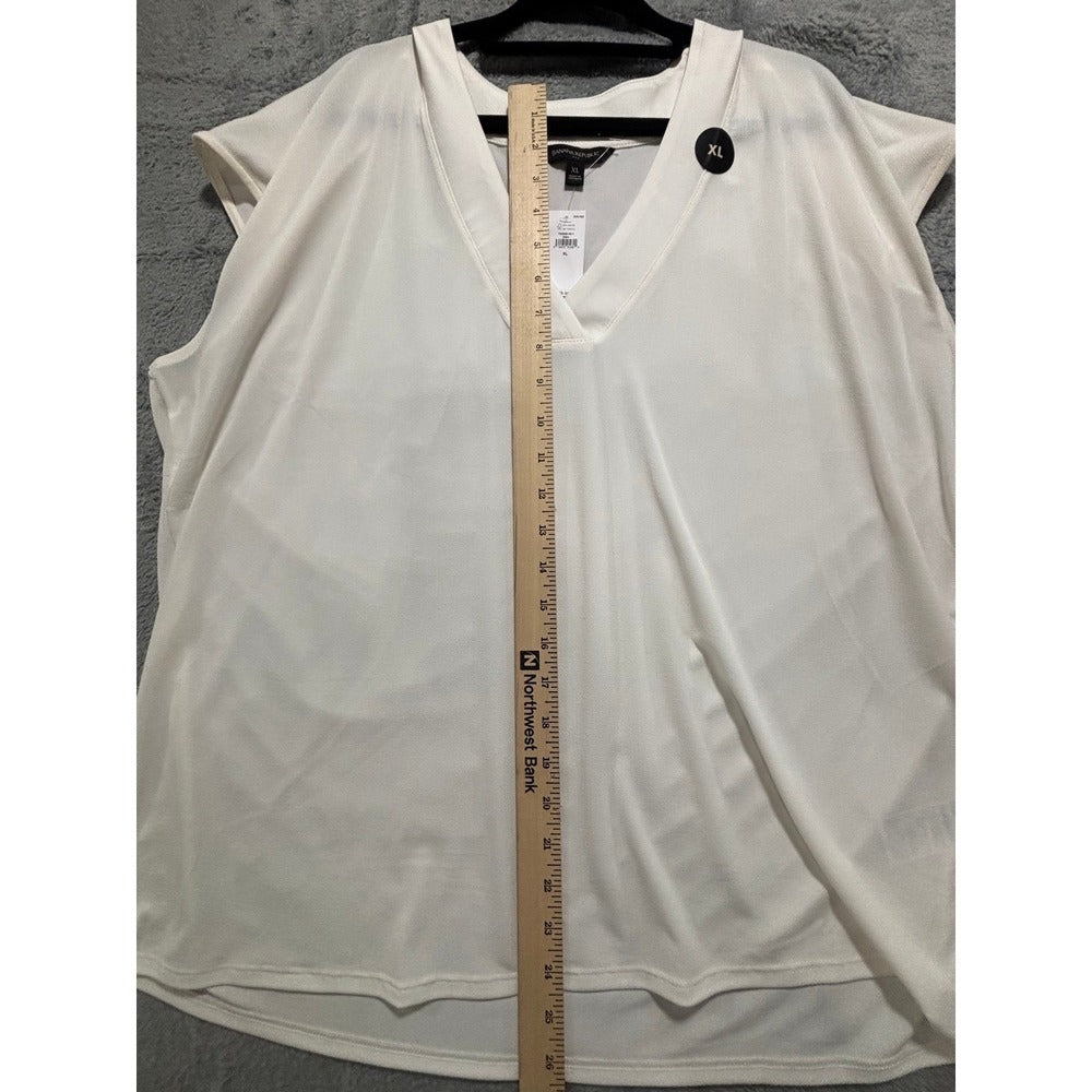 Banana Republic XL White V-Neck Sleeveless Top Womens Casual Minimalist NWT