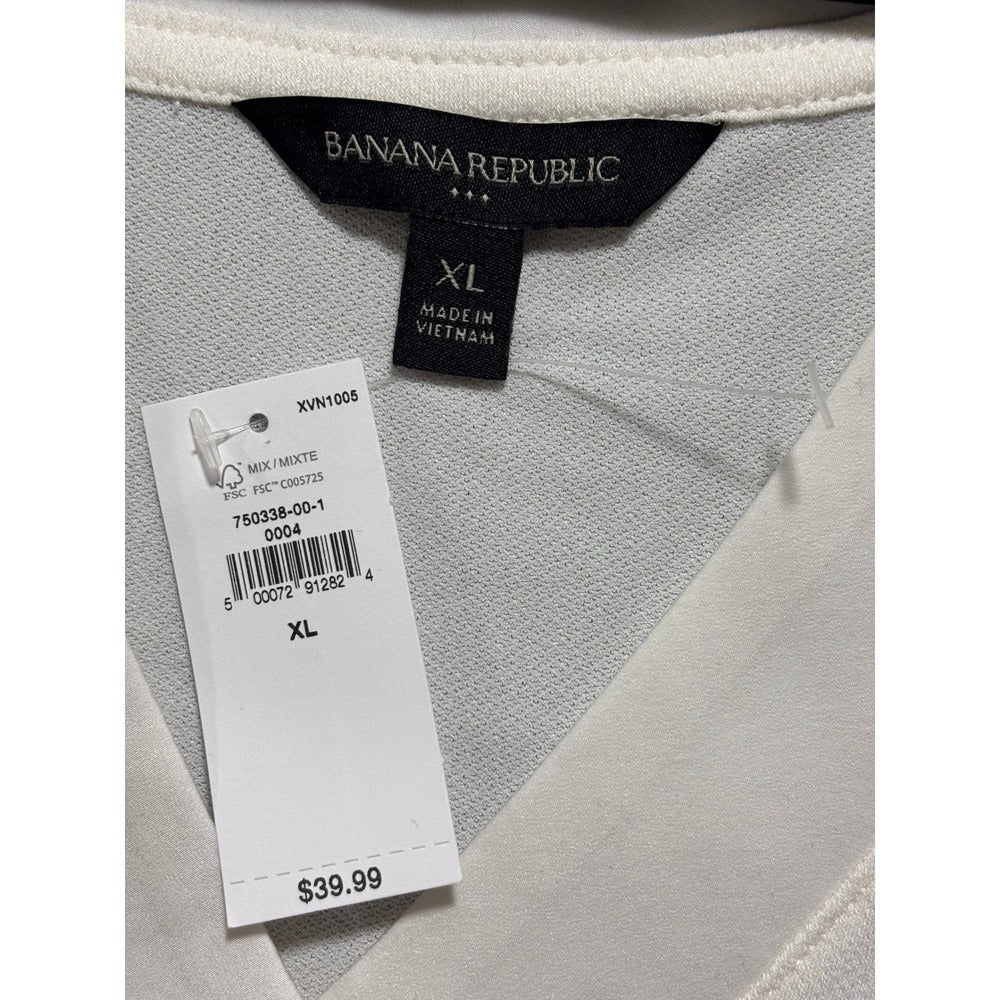 Banana Republic XL White V-Neck Sleeveless Top Womens Casual Minimalist NWT