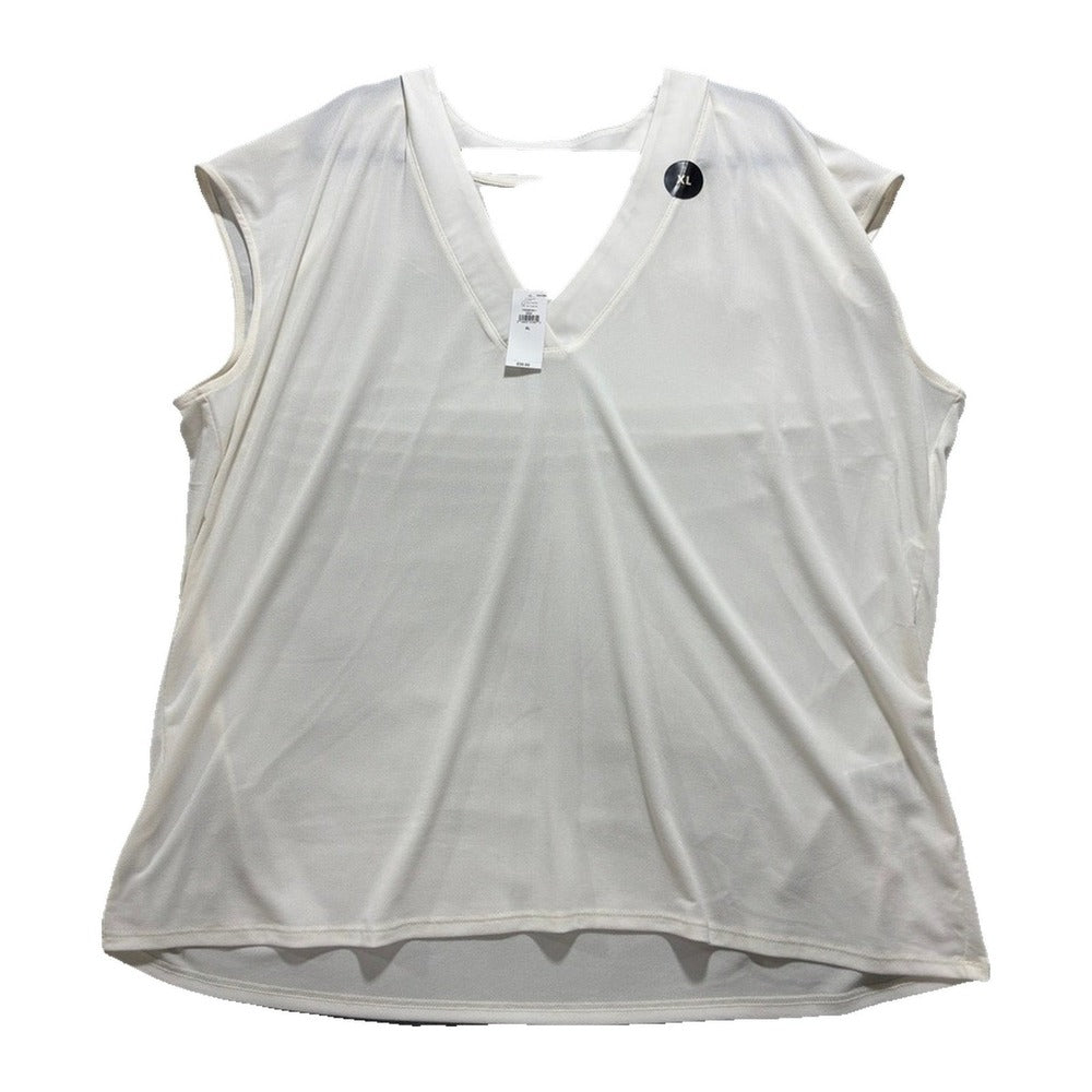 Banana Republic XL White V-Neck Sleeveless Top Womens Casual Minimalist NWT