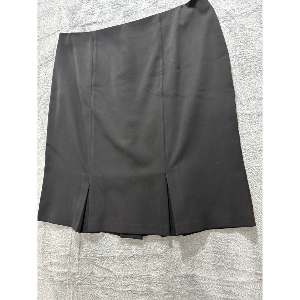 Sag Harbor 18 Black Womens Pleated Hem Skirt Career Professional Stretch Vintage