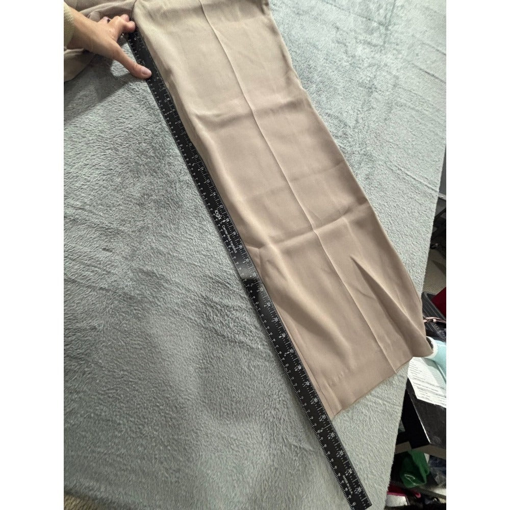 Quince Womens 10 Taupe Wide Leg Trousers Crepe Elastic Waist Workwear