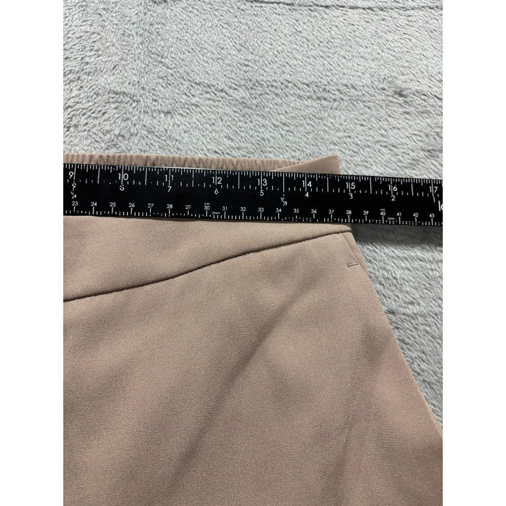 Quince Womens 10 Taupe Wide Leg Trousers Crepe Elastic Waist Workwear