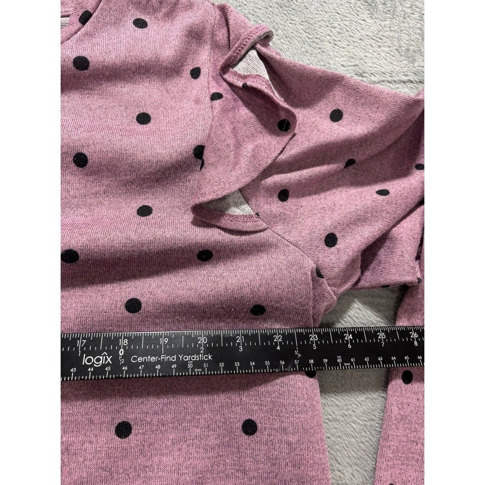 Lane Bryant 22/24 Womens Pink Polka Dot Cold Shoulder Ruffle Top Casual Boho XL