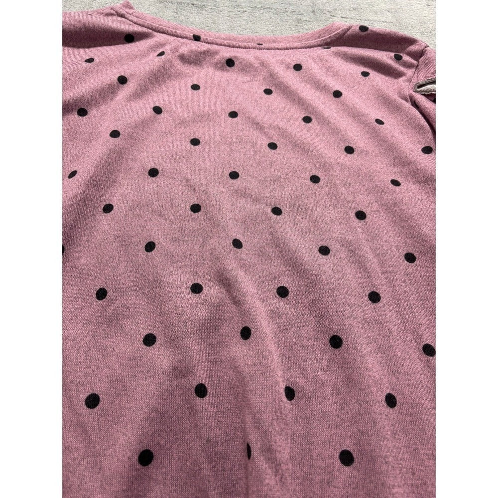 Lane Bryant 22/24 Womens Pink Polka Dot Cold Shoulder Ruffle Top Casual Boho XL