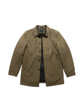 My Second Story Vintage & Black olive field jacket with a quilted lining and button-up front closure.
