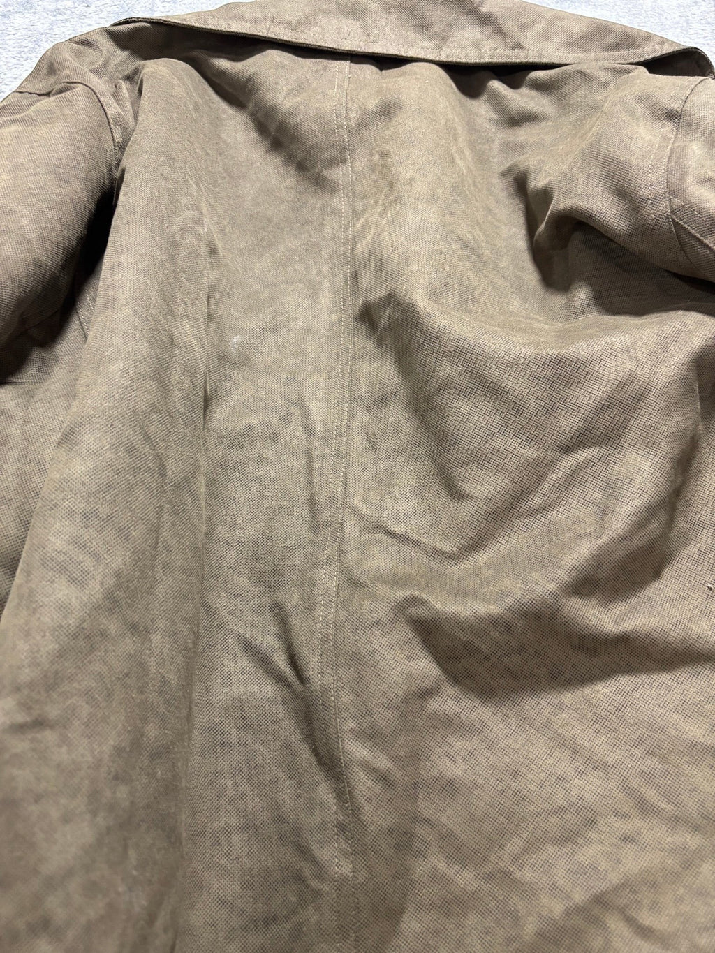 My Second Story vintage olive weatherproof field jacket with textured fabric and collar detail