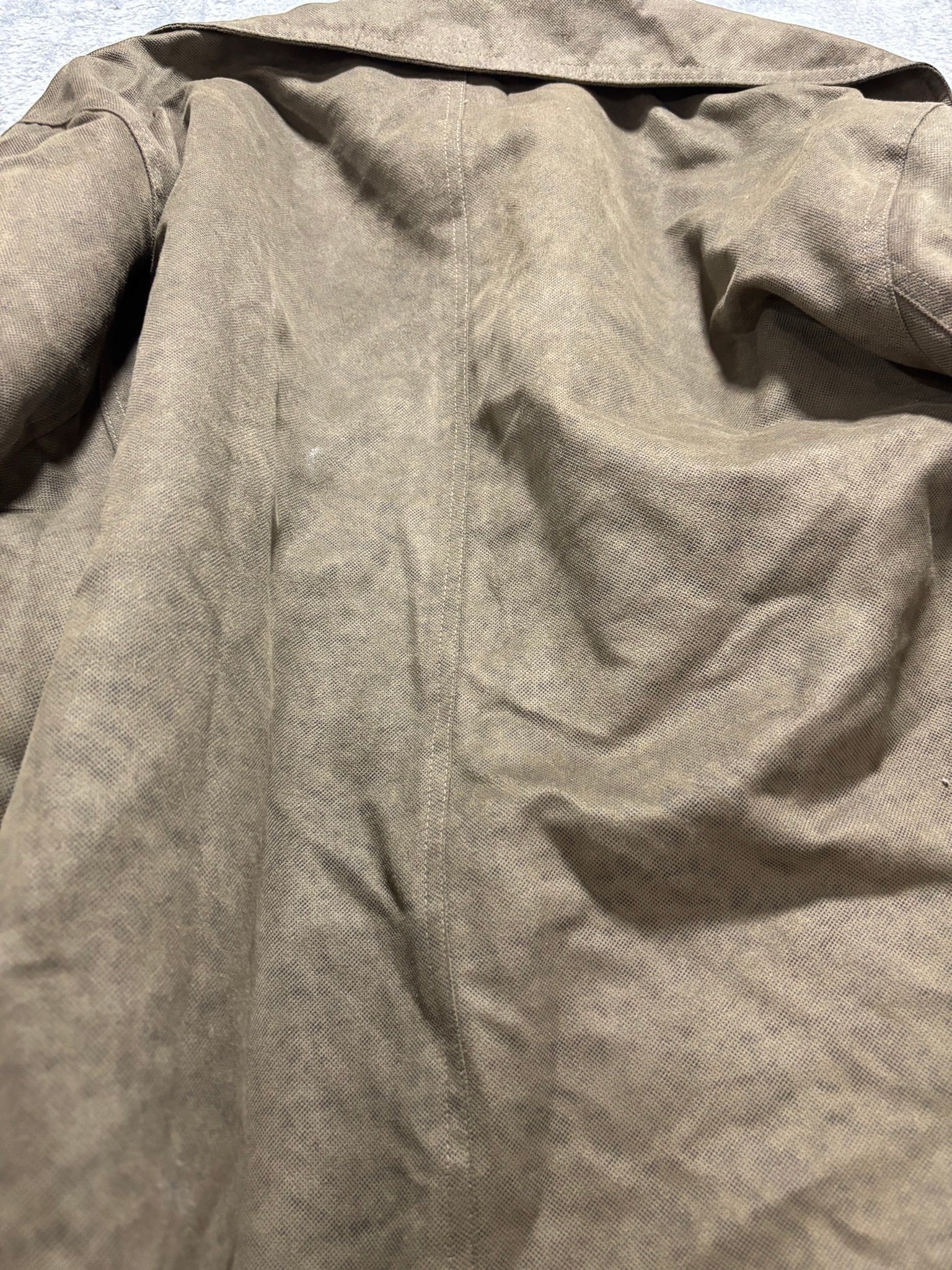 My Second Story vintage olive weatherproof field jacket with textured fabric and collar detail