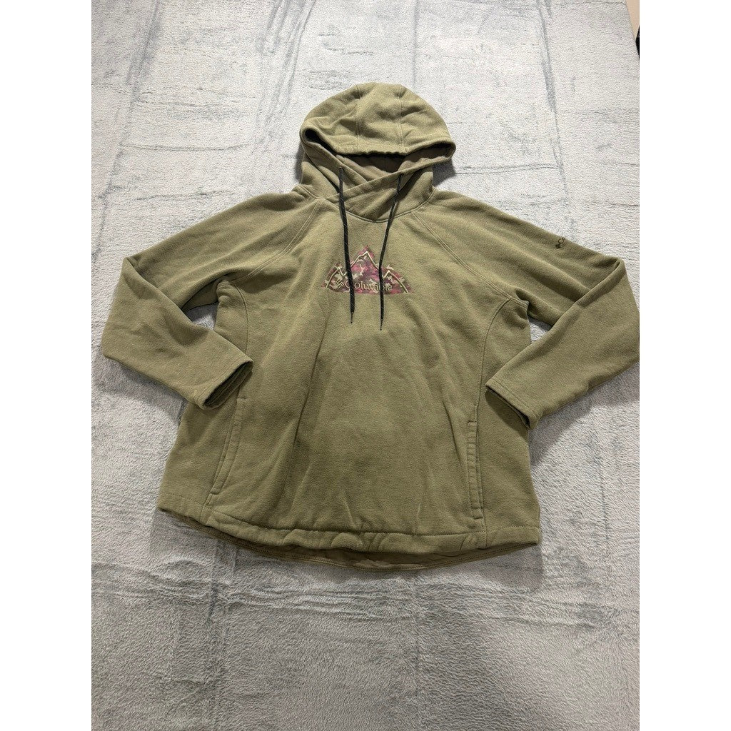 Columbia Womens Olive Green Fleece Mountain Graphic Crossover Hoodie Size L