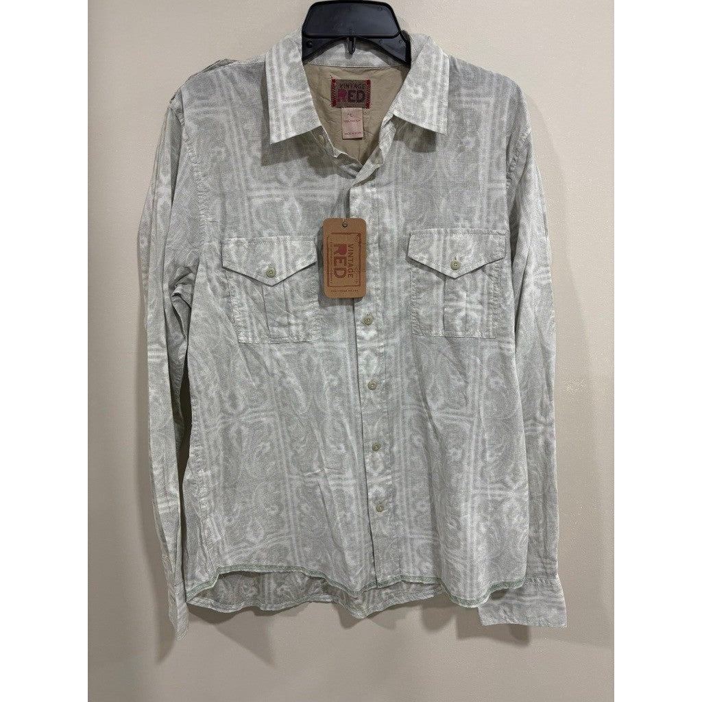 Vintage Red Button Down Shirt Large Boho Western Paisley Cotton NWT Casual