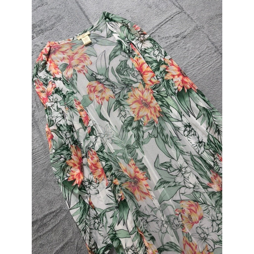 NYC Floral Kimono Duster Cardigan Tropical Boho Lightweight Cover Up 1X