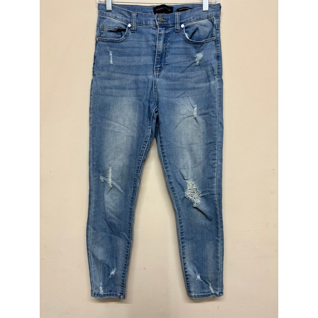 Kendall + Kylie Kontour High Rise Skinny Jeans Size 28 / 6 Distressed Light Wash