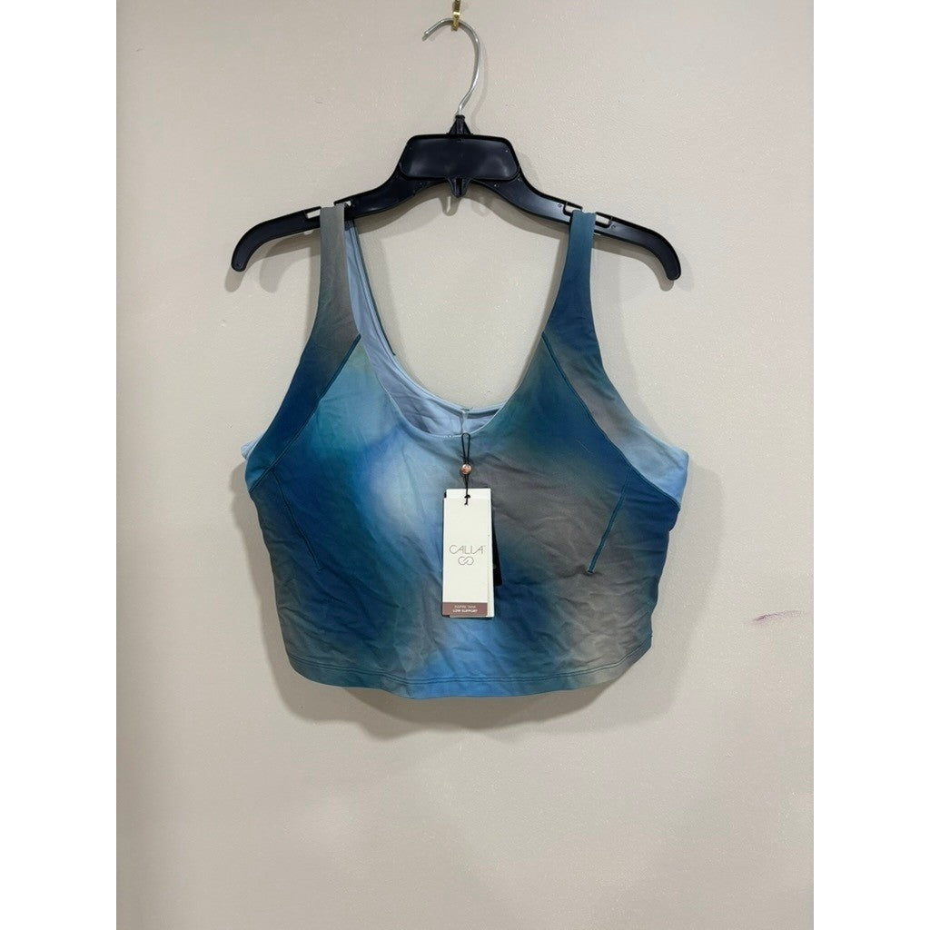 CALIA Tank Blue Athletic Crop Top Low Support Activewear Sports Bra Chic XXL
