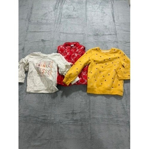 Girl 5T Clothing Lot Healthtex Red Plaid Vest Cat & Jack Yellow Heart Sweatshirt