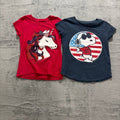 The Childrens Place Family Fun Girls 4 5 Red Navy Graphic T-Shirt Lot 2pc Casual