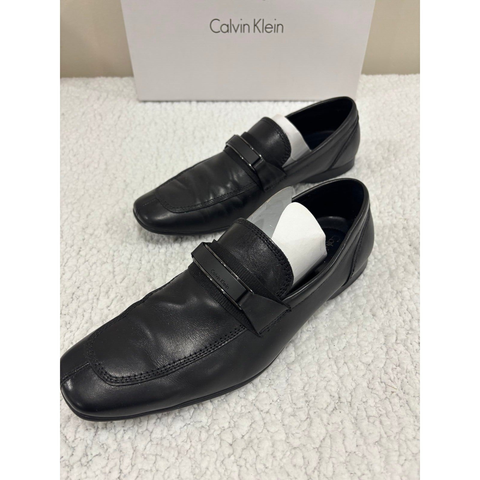 Calvin Klein 10M Black Sean Dress Calf Loafers Mens Casual Preppy Shoes