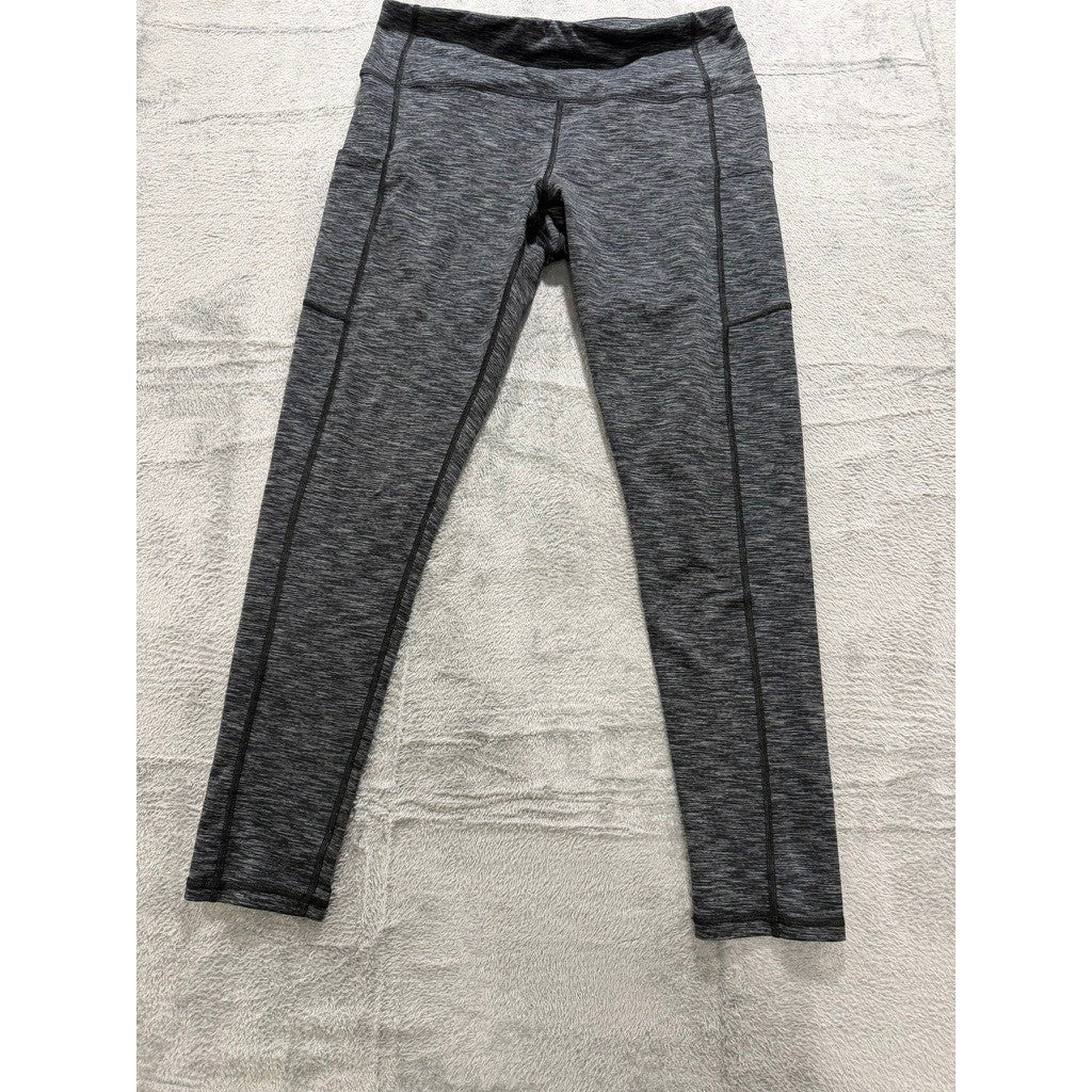 Ewedoos Women Space Dye Athletic Leggings Charcoal Gray Side Pockets Size Medium