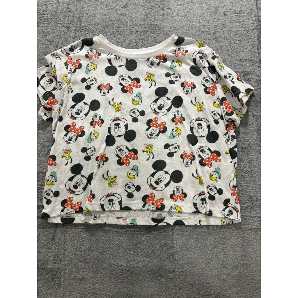 Disney Mickey Minnie Graphic Tee Womens XL White Cartoon Short Sleeve Top