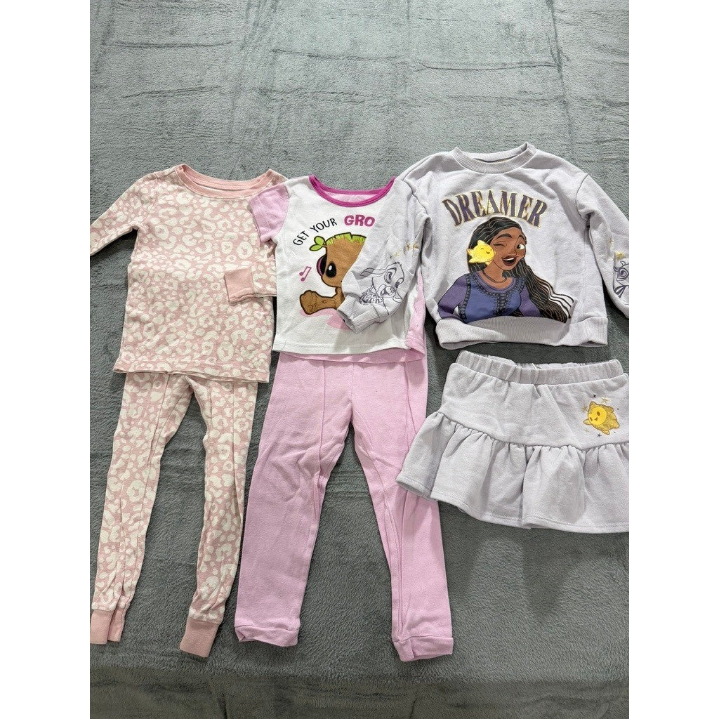 Disney Marvel Old Navy Toddler Girls 4T Pajama & Outfit Lot Asha Groot Leopard