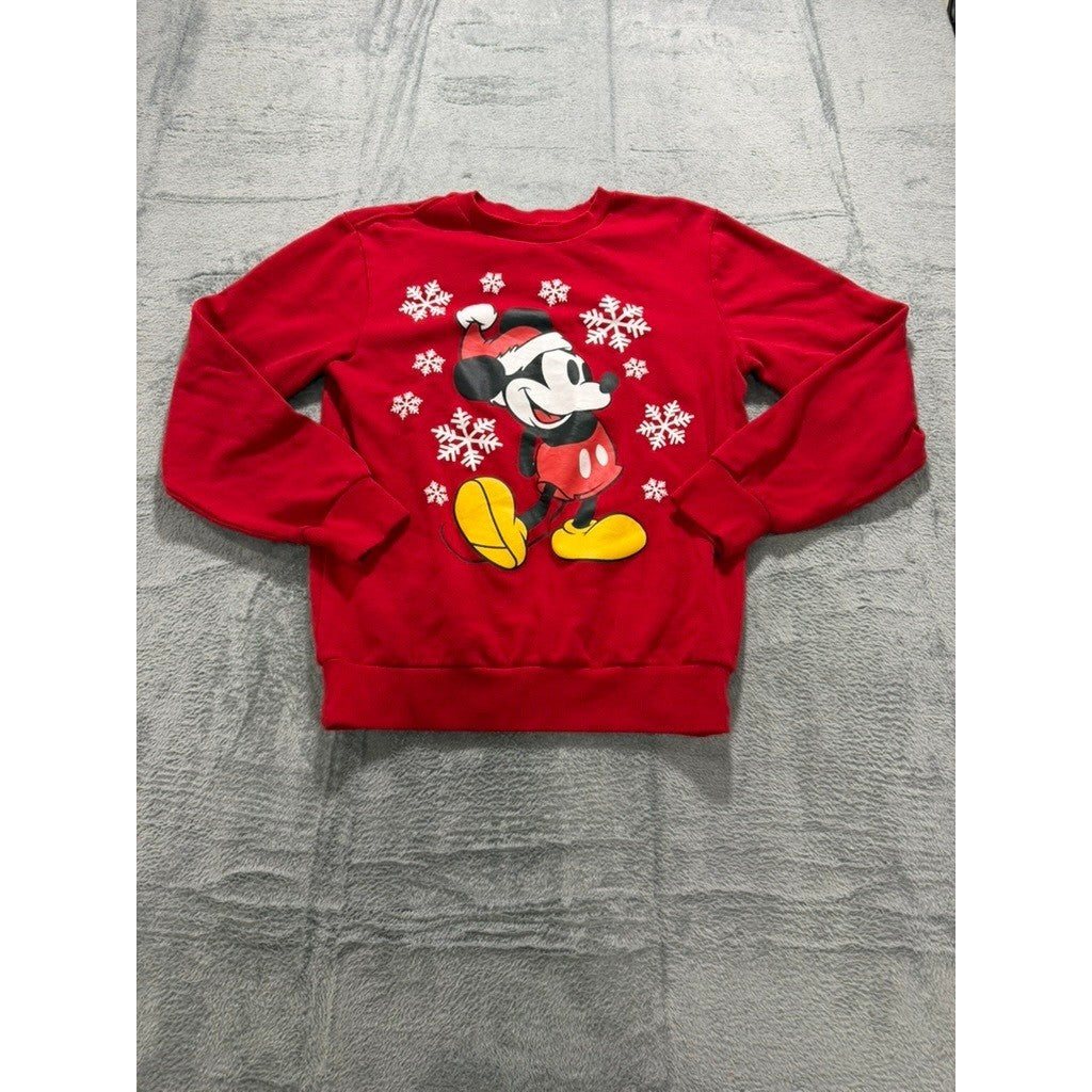 Disney Mickey Mouse Christmas Snowflake Red Sweatshirt Small Festive Cozy Gift
