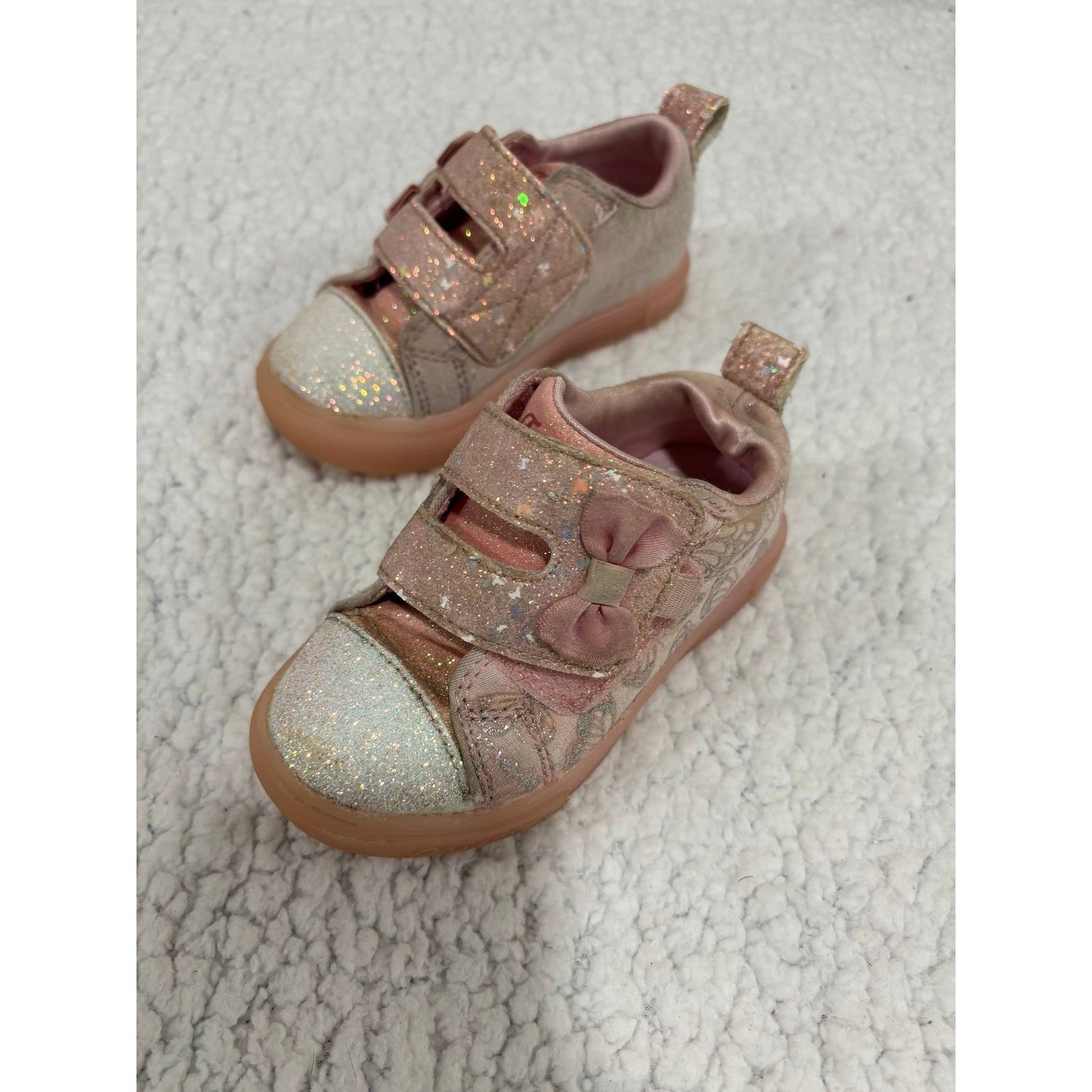 Skechers Twinkle Toes 6 Pink Glitter Light Up Sneakers Toddler Girls Casual Cozy
