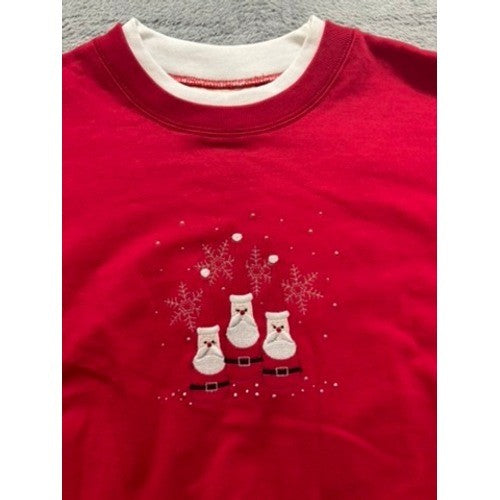 Vintage Christmas Sweatshirt Red Snowman Graphic Crewneck XL Holiday