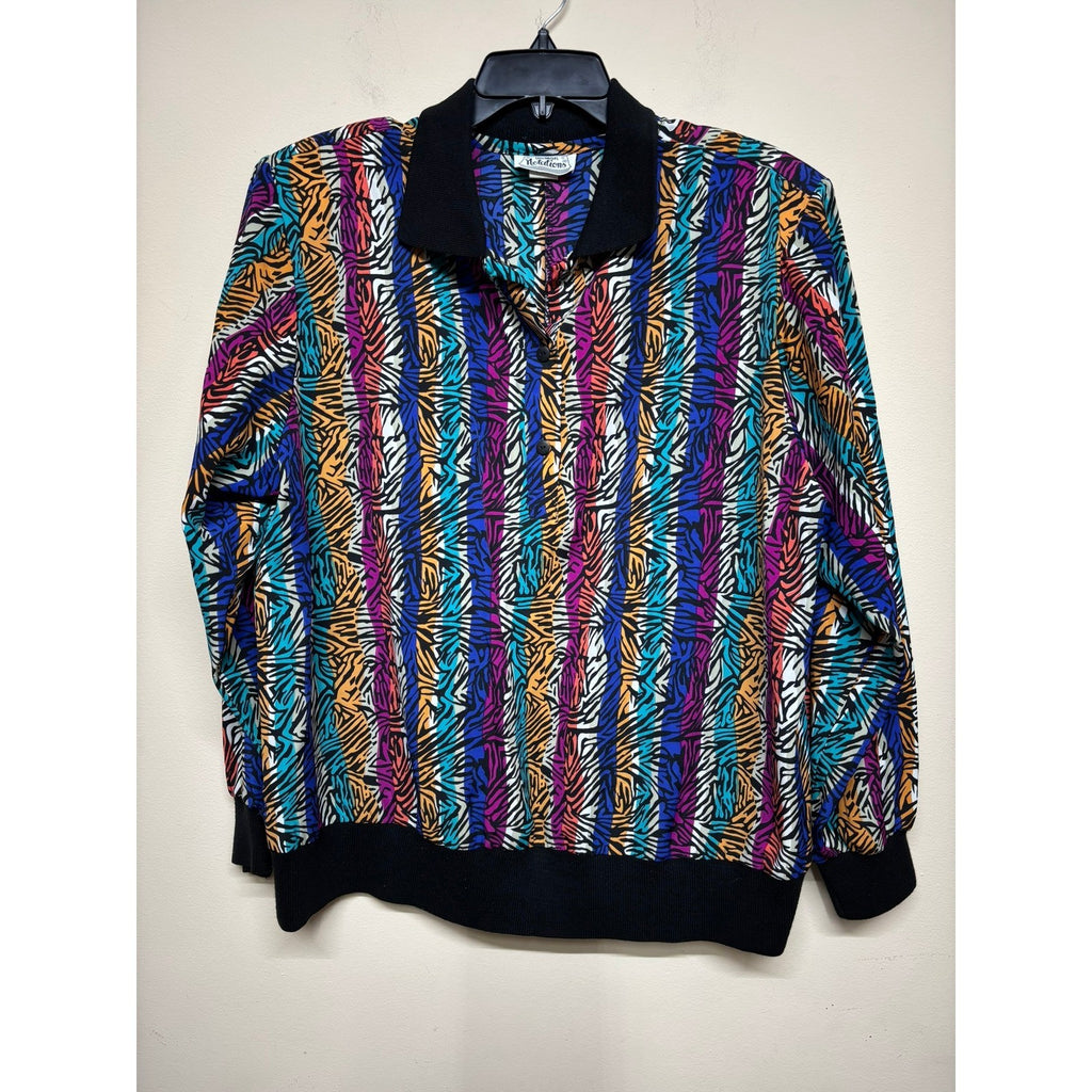 Woman Notations Colorful Abstract Animal Print Pullover Jacket Size 16W Vintage